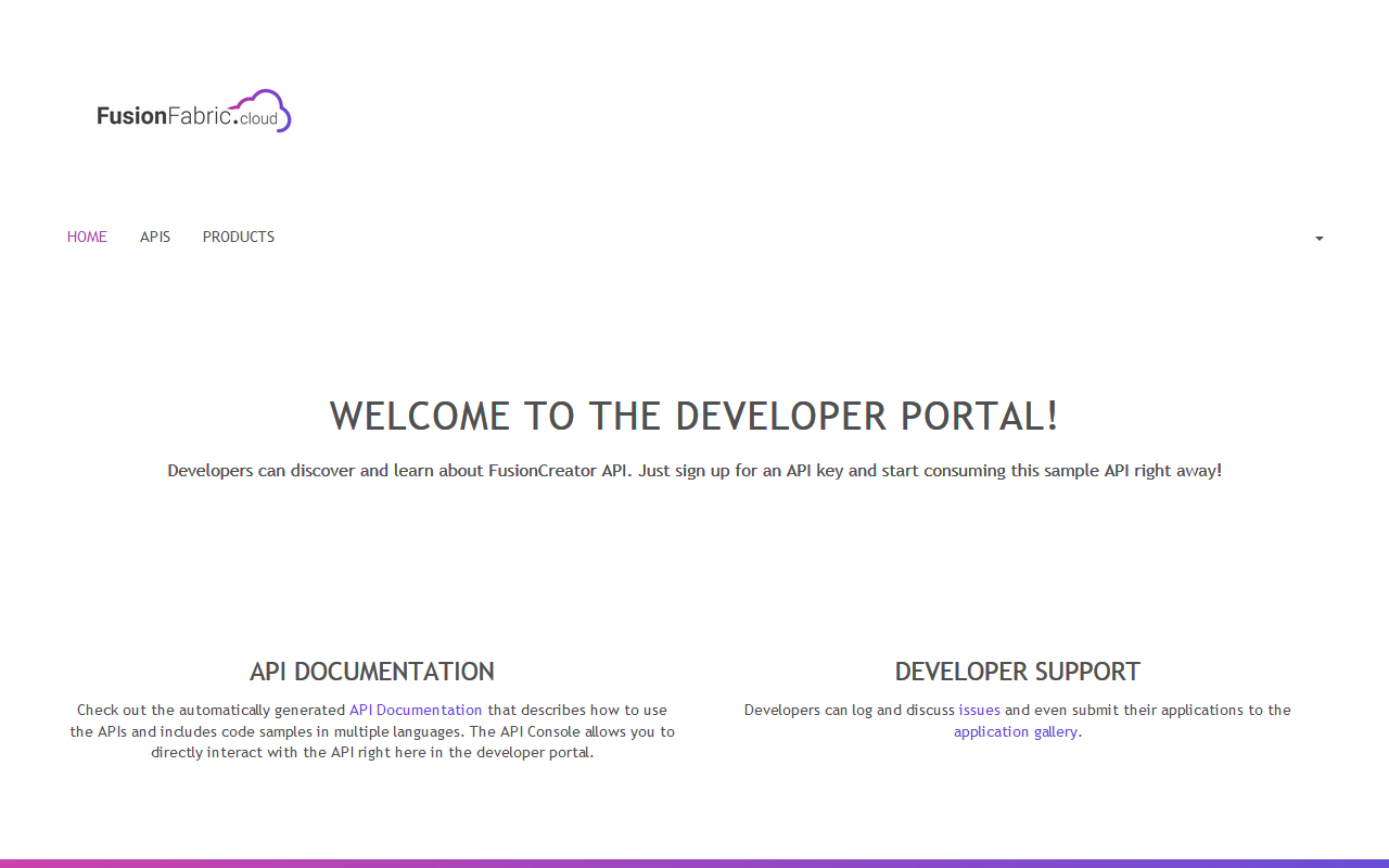 Fig. 1: Finastra API Developer Portal homepage.