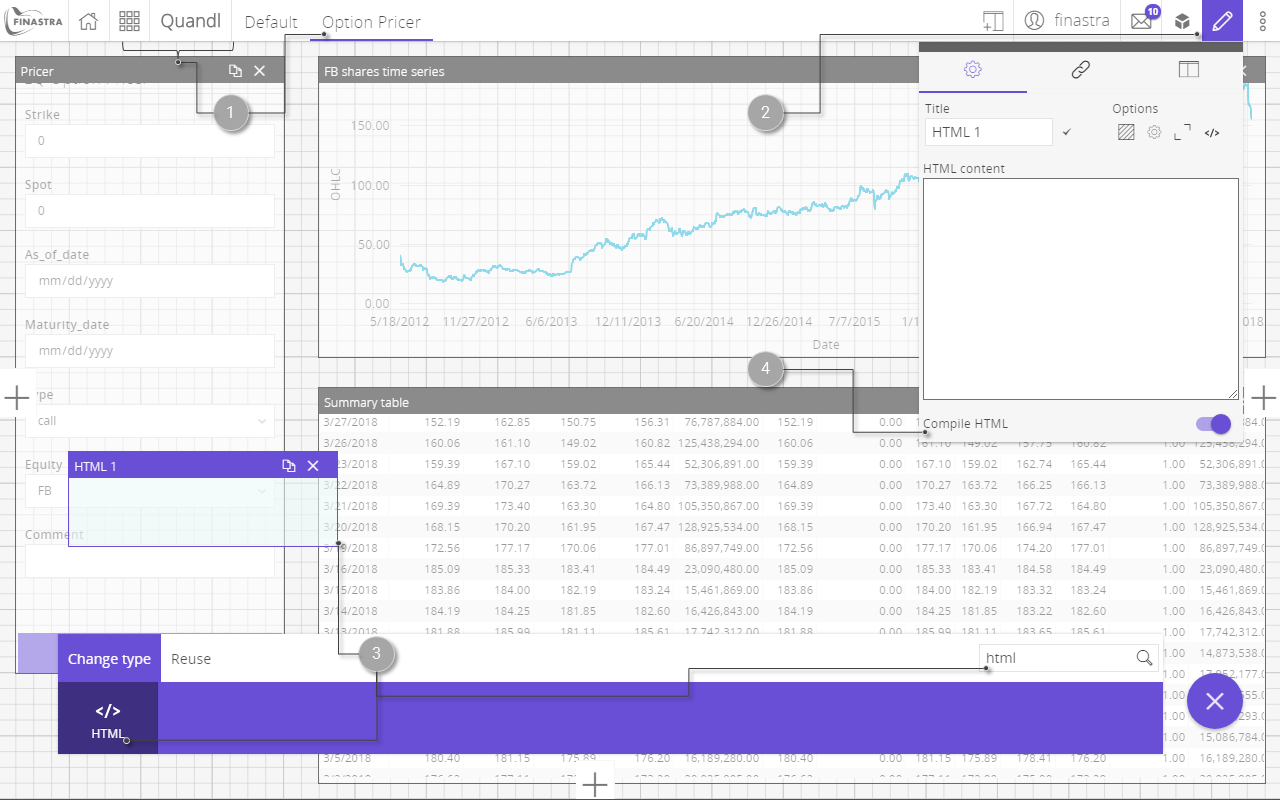 Fig. 67: Add an HTML component to the UI that will display the option price retrieved from .